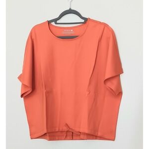 Betabrand Tee Women Size 2XL Vibrant Orange Agile Drawstring Short Sleeve NEW